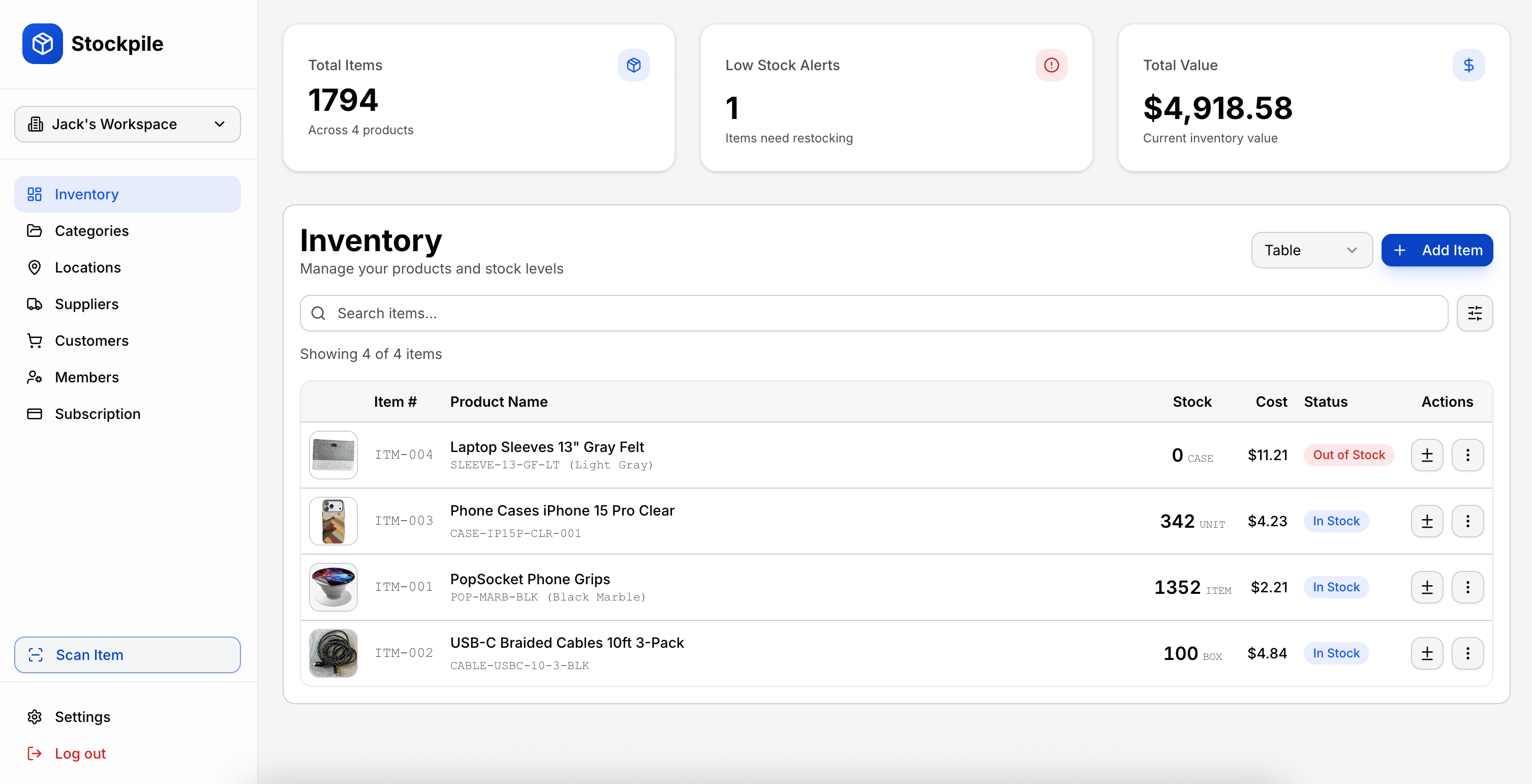 Stockpile Dashboard